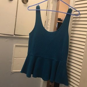 Anthropologie turquoise peplum tank